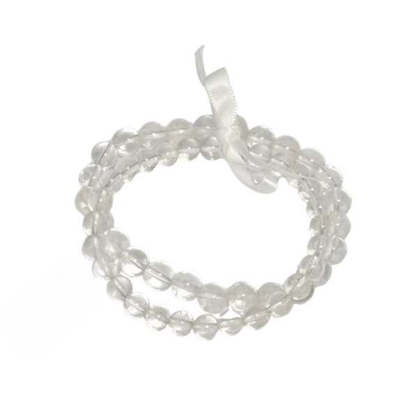 Aries zodiac bracelet set with Clear Crystal Quartz semi-precious stone stretch bracelets in 6 mm and 8 mm beads