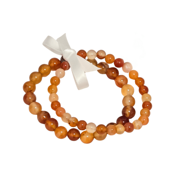 Cancer zodiac bracelet set with Carnelian semi-precious stone stretch bracelets in 6 mm and 8 mm beads