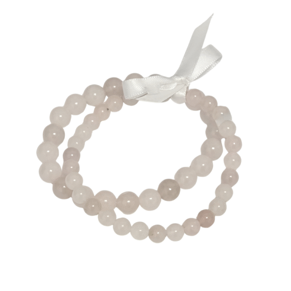 Libra zodiac bracelet set with Rose Quartz semi-precious stone stretch bracelets in 6 mm and 8 mm beads