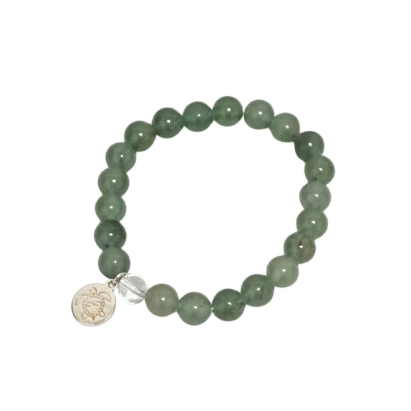 Luck - Green Aventurine Bracelet SS Intention Bracelets with Turtle Emblem Charm