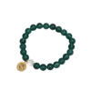 Prosperity - Green Jade Bracelet Brass Intention Bracelets with Turtle Emblem Charm