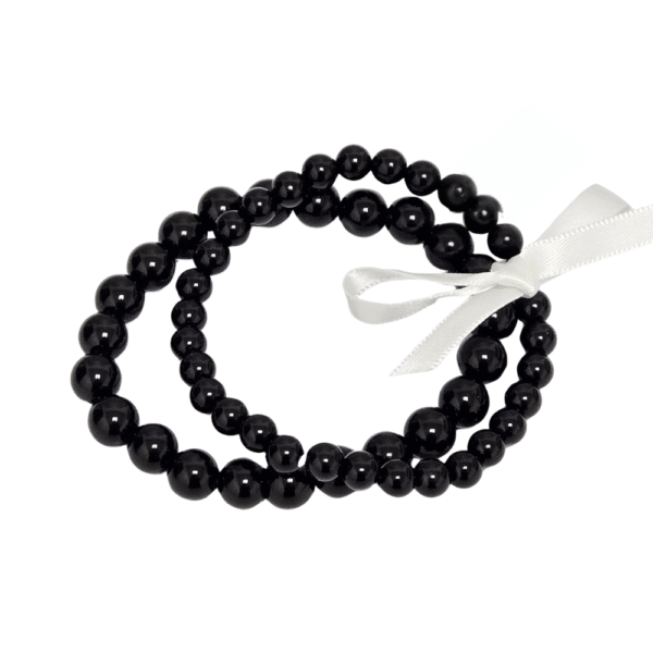 Scorpio zodiac bracelet set with Obsidian semi-precious stone stretch bracelets in 6 mm and 8 mm beads