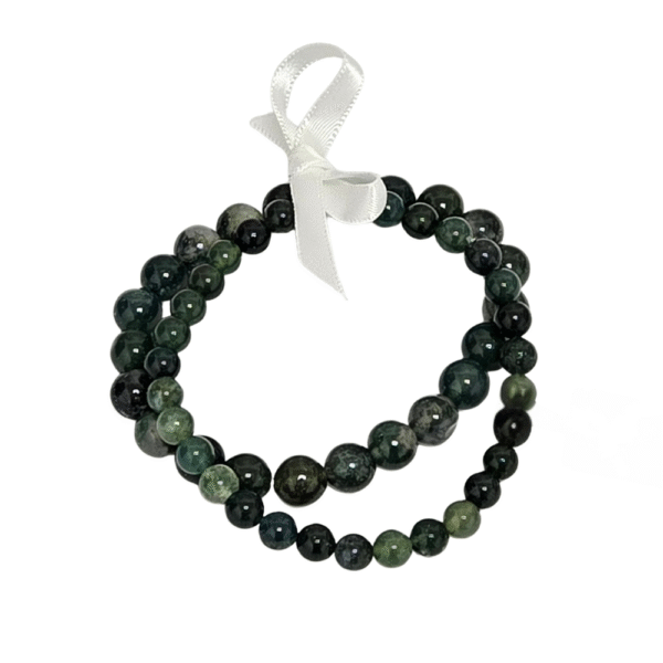 Taurus zodiac bracelet set with Green Agate semi-precious stone stretch bracelets in 6 mm and 8 mm beads