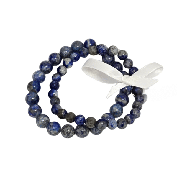 Virgo zodiac bracelet set with Lapis semi-precious stone stretch bracelets in 6 mm and 8 mm beads