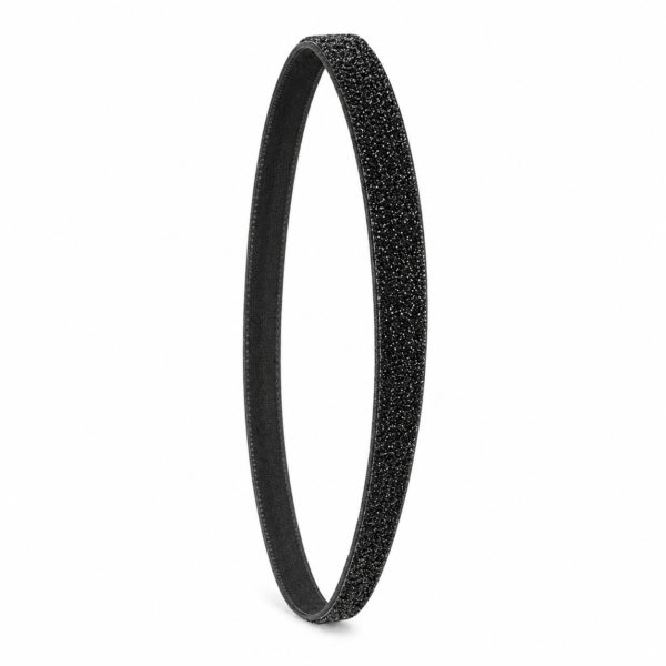 Black glitter stretch headband made with felt and velvet