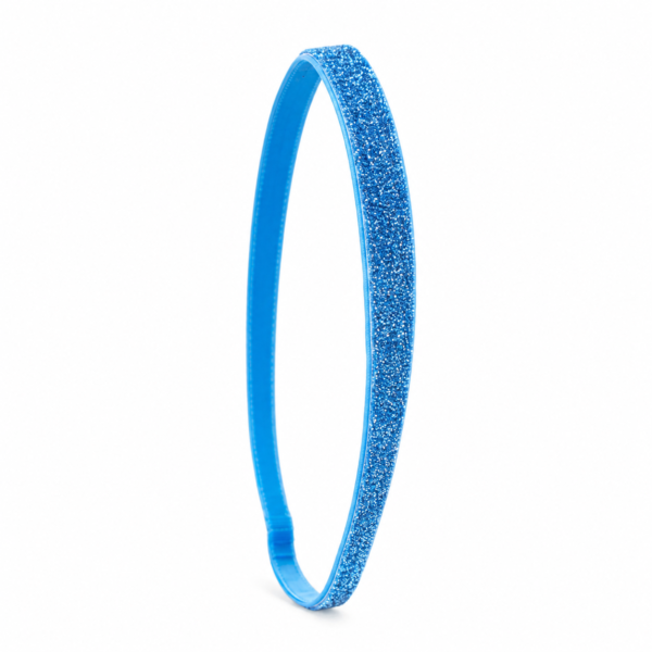 Light blue glitter stretch headband made with felt and velvet