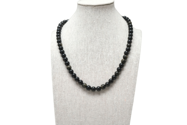 8 mm Black Obsidian Semi Precious Necklace with clasp
