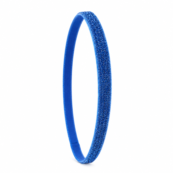 Royal blue glitter stretch headband made with felt and velvet