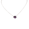 Semi Precious - Sterling Silver Chain Necklace with 10x8 Oval 18in