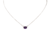 Semi Precious - Sterling Silver Chain Necklace with 8x6 Oval 18in