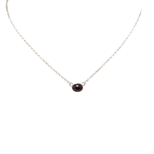 Semi Precious - Sterling Silver Chain Necklace with 8x6 Oval 18in