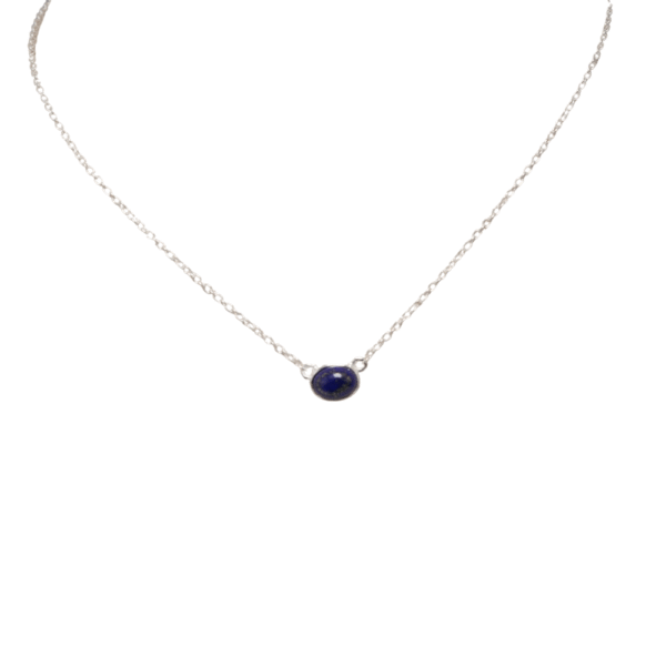 Semi Precious - Sterling Silver Chain Necklace with 8x6 Oval 18in