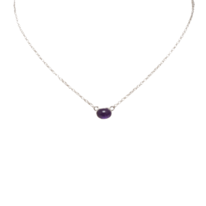 Semi Precious - Sterling Silver Chain Necklace with 8 mm x 6 mm Oval