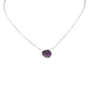Semi Precious - Sterling Silver Chain Necklace with 10 mm x 8 mm Faceted Oval