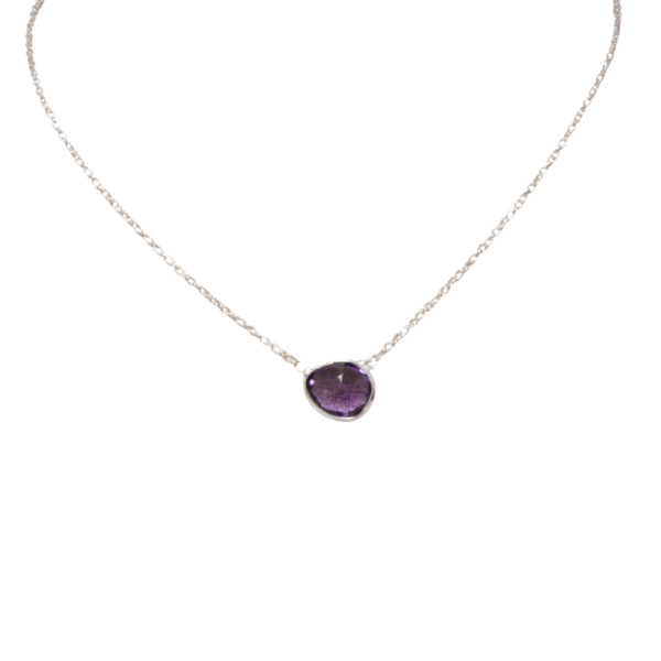 Semi Precious - Sterling Silver Chain Necklace with 10 mm x 8 mm Faceted Oval