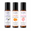 Serene Flame roll-on perfume oil collection with Evening Calm Citrus Glow and Peony Whisper scents