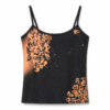 Black hand-bleached floral heart tank top by Eva Luvz Designing