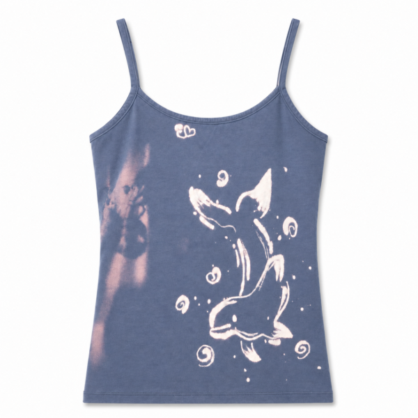 Blue grey hand-bleached dolphin tank top by Eva Luvz Designing