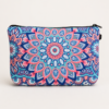Blue and pink mandala zippered fabric cosmetic bag