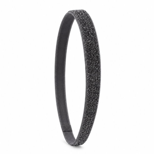 Dark grey glitter stretch headband made with felt and velvet