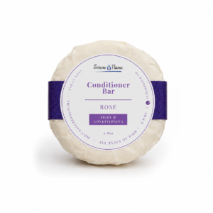 Rose handmade conditioner bar wrapped with purple label