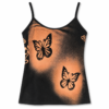 Orange black hand-bleached butterfly tank top by Eva Luvz Designing